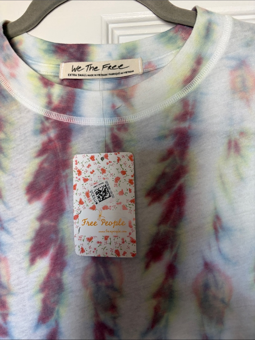 Free People Tie-Dye Tee — Burgundy, Blue, Green, Yellow NWT - Picture 2 of 5